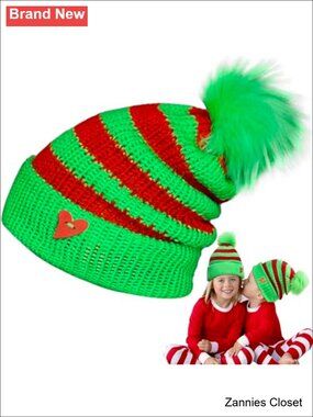 🎄 Knitted Santa Beanie Christmas Knit Hat Winter Warmer for Baby Kids